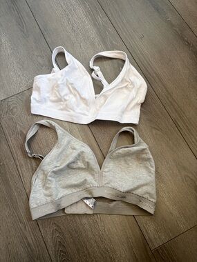 Fruit of the Loom Wireless Bralette Set in White & Light Gray